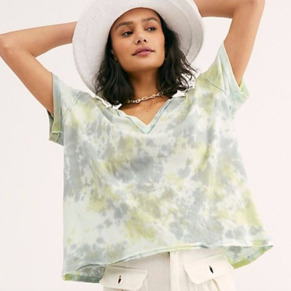 Free People All Mine Sea Green Tie Dye Tee